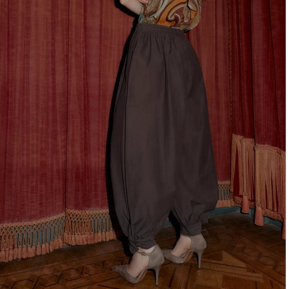 Zara Balloon Pants Bow Brown Size L - Picture 11 of 15
